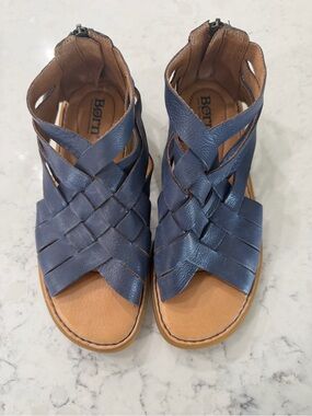 Born Iwa Blue Woven Leather Sandals